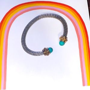 Mesh Silver, Faux Turquoise Cuff